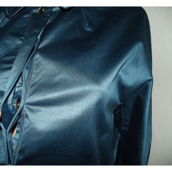 J.Jill Jacket Womens Size Small Teal Blazer formal Cropped Stretch Cotton Satin - Picture 8 of 11